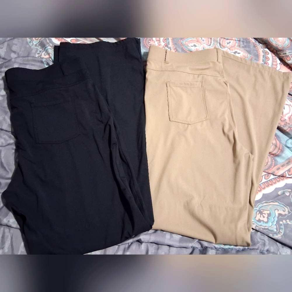Black and Khaki Pants Set Size XL Womwns Stretch Flare
